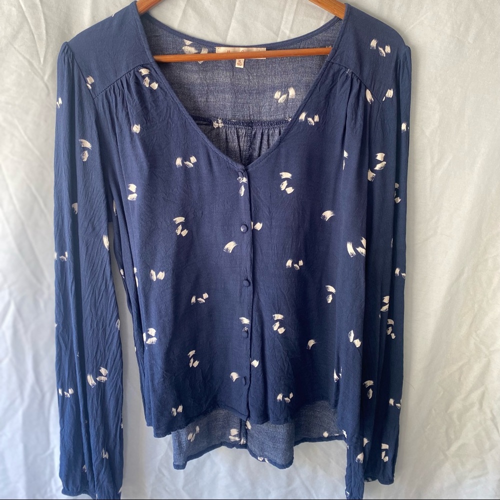 Buckle, Long Sleeve, Blue, Button Up Blouse, Size: Extra Large/XL